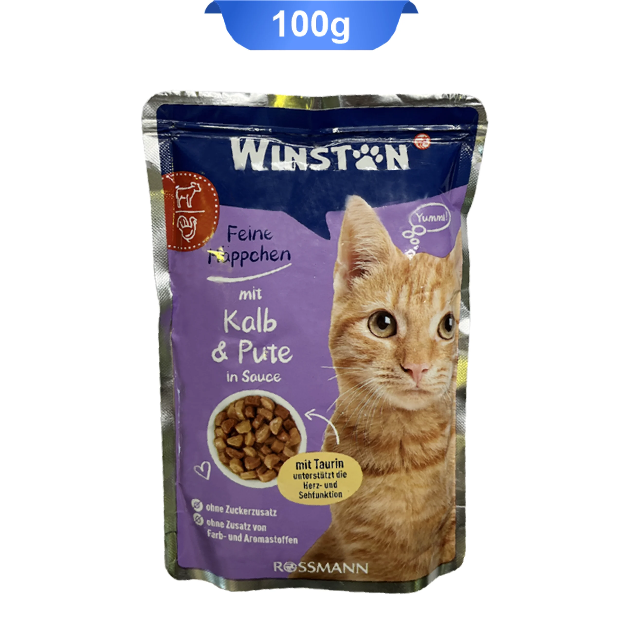 pouch-mit-kalb-and-pute-in-sauce-winston پوچ گربه وینستون طعم گوشت گوساله و سینه بوقلمون