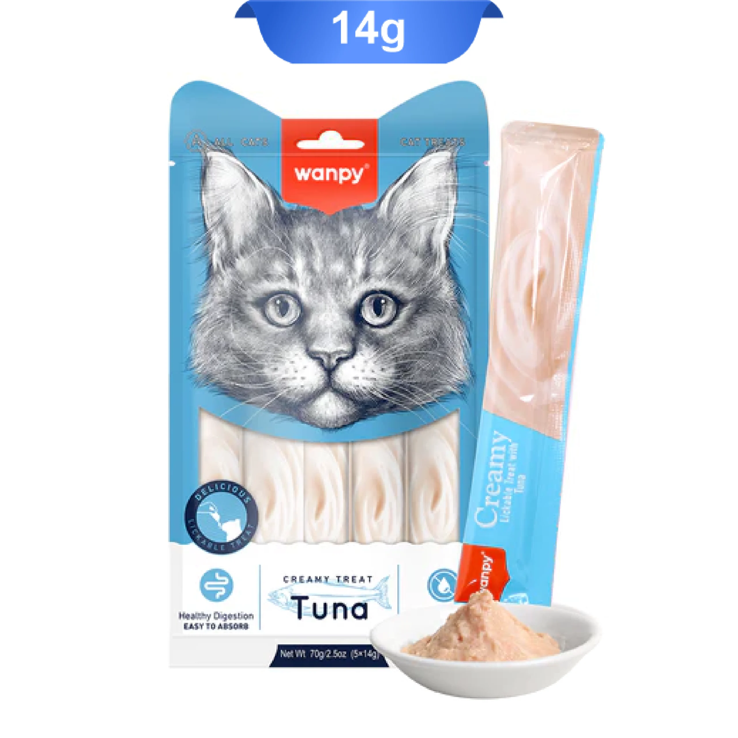 wanpy-creamy-lickable-treats-with-tuna-for-cats-14g بستنی گربه ونپی طعم ماهی تن (بستنی ساشه ای)