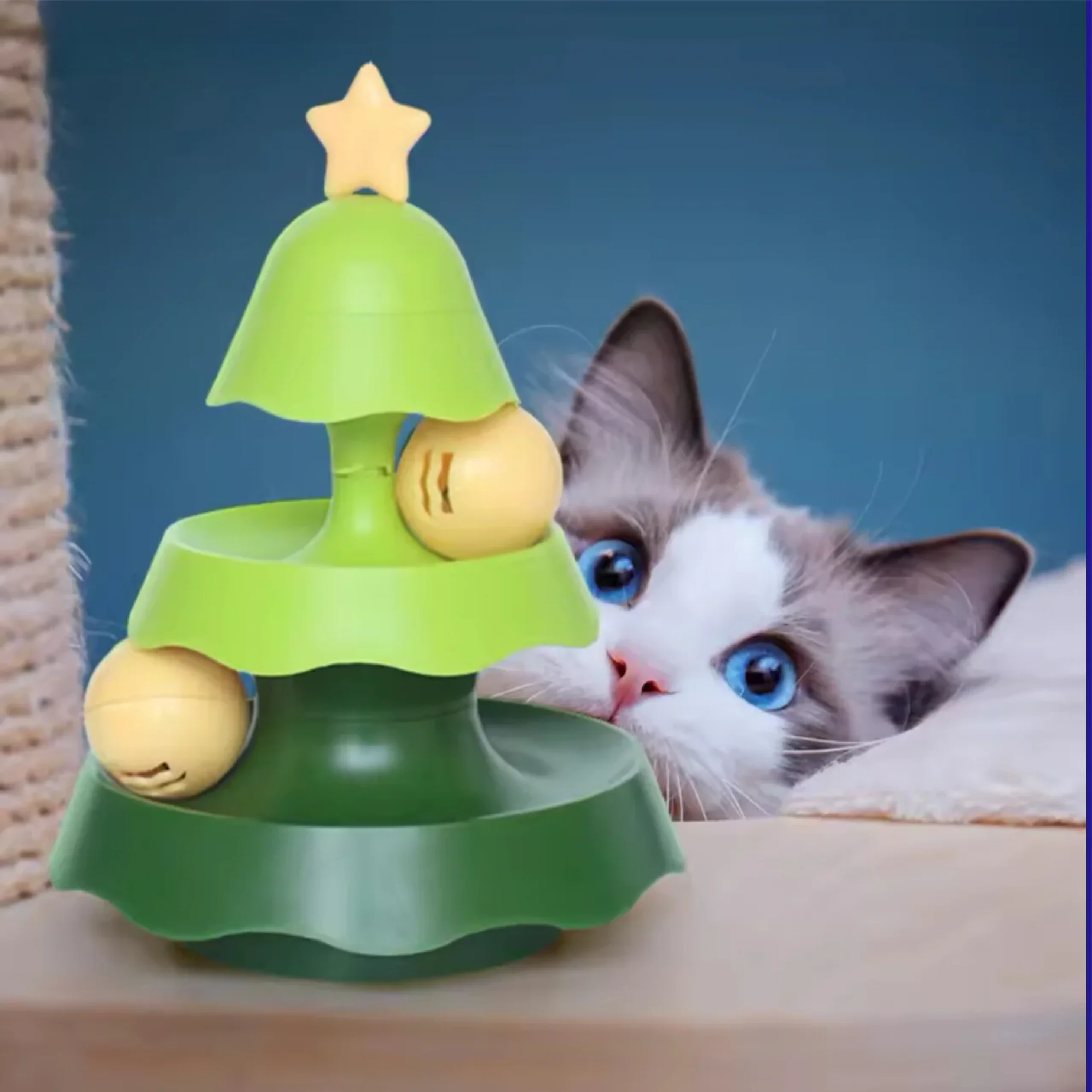 cat-christmas-tree-toy اسباب بازی درخت کریسمس توپ دار گربه Cat Christmas Tree Toy With Balls - Image 1