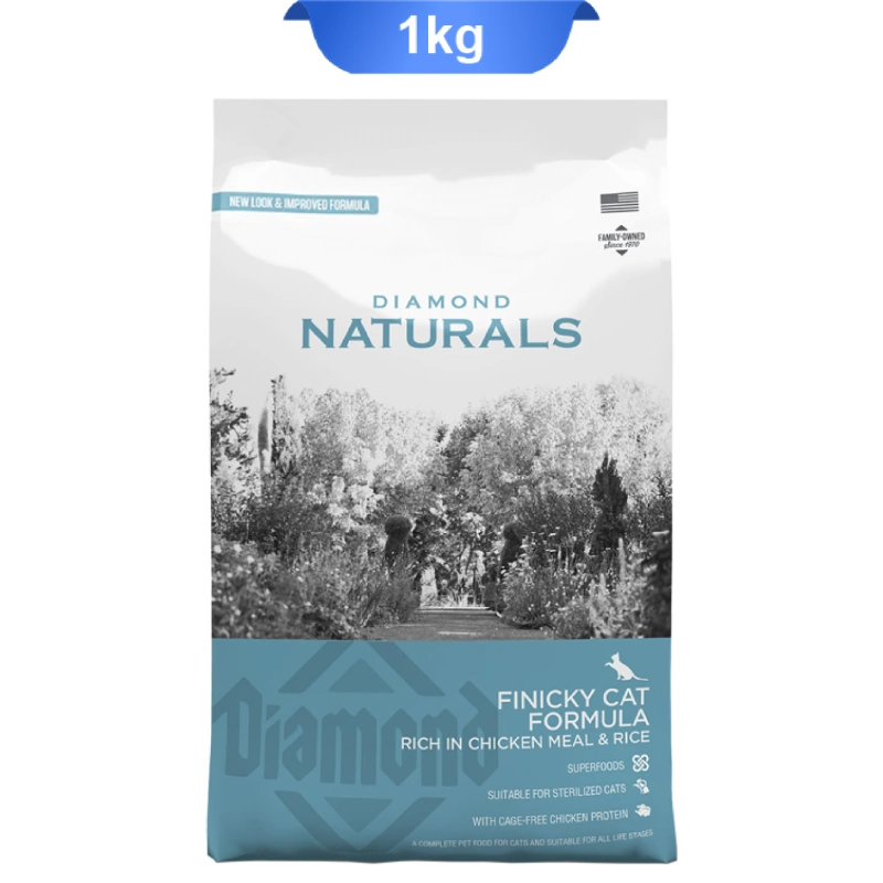 diamond-naturals-finicky-cat-formula-rich-in-chick غذا خشک گربه عقیم دایموند نچرال وزن 1کیلوگرم