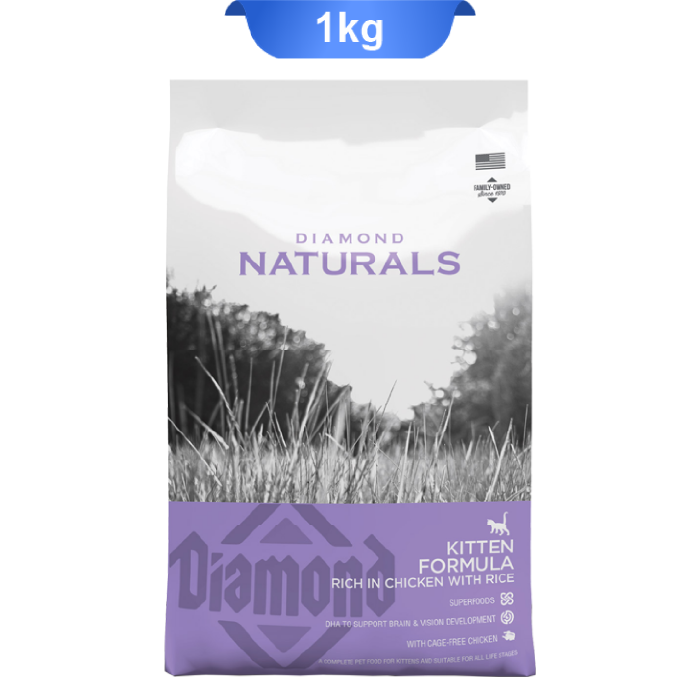 diamond-naturals-kitten-formula-rich-in-chicken-with-rice-1kg غذا خشک بچه گربه دایموند نچرال وزن 1 کیلوگرم Diamond Naturals Kitten