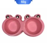 ظرف غذا و آب دو قلو پلاستیکی سگ و گربه طرح قورباغه - Image 3