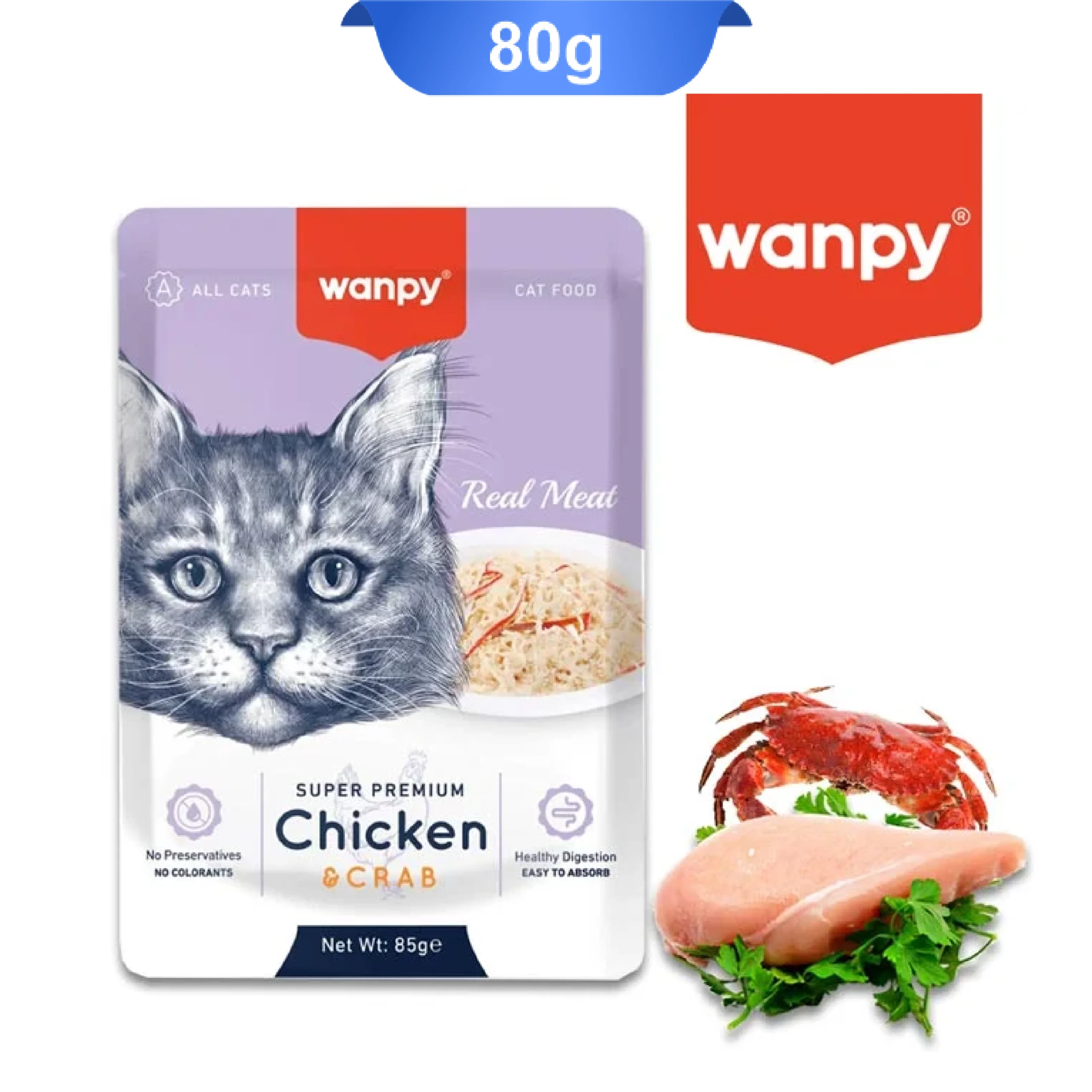 pouch-wanpy-chicken-crab-85g پوچ ونپی گربه طعم مرغ و خرچنگ وزن 85 گرم Wanpy Chicken & Crab - Image 1