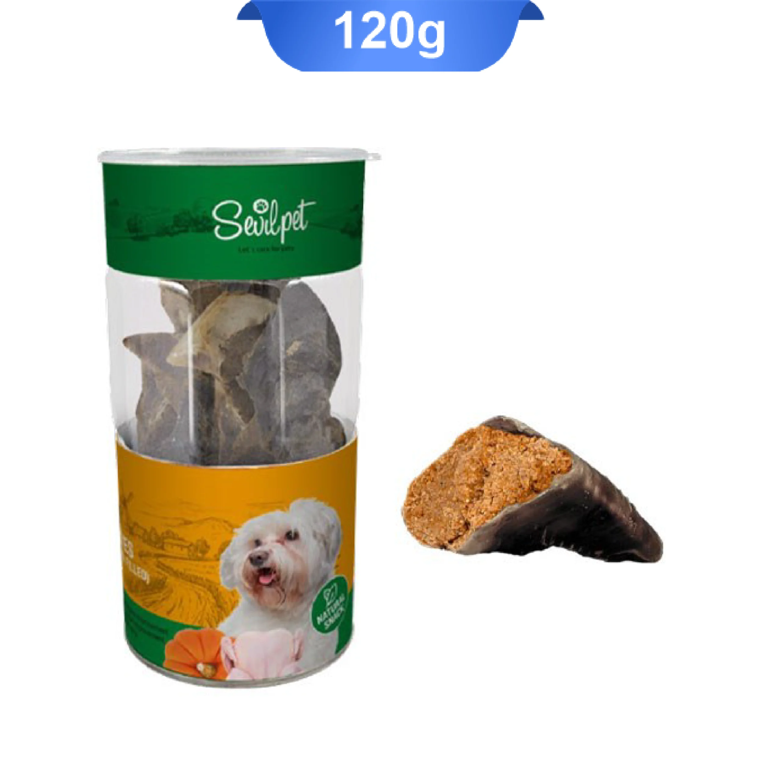 sevilpet-lamb-hooves-120g تشویقی سگ مدل سم بره پر شده با مرغ و کدو حلوایی سویل پت وزن 120 گرم SevilPet Lamb Hooves - Image 1