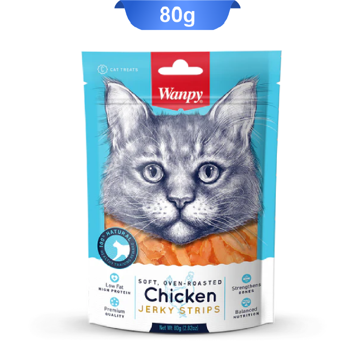 wanpy-cat-chicken-jerky-strips-80g تشویقی ونپی گربه نواری طعم مرغ وزن 80 گرم