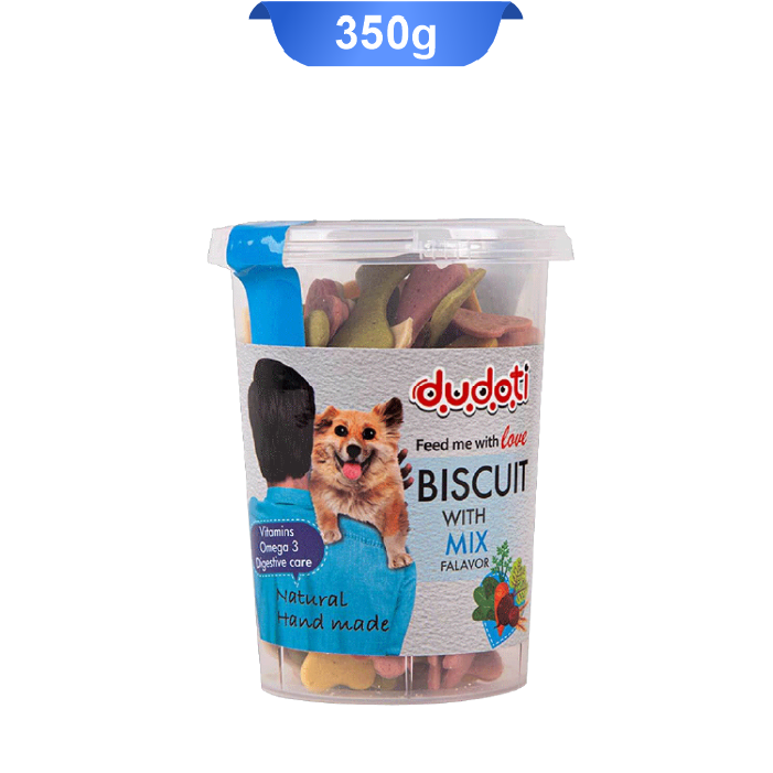 dudoti-dog-biscuit-with-mix-350g تشویقی بیسکویتی سگ دودوتی طعم میکس وزن 350 گرم Dudoti Dog Biscuits - Image 1