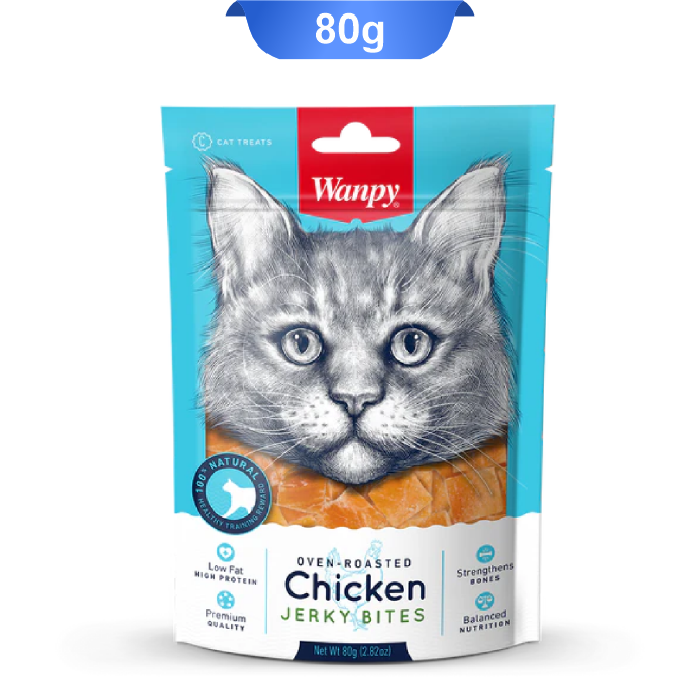 wanpy-cat-chicken-jerky-bites-80g تشویقی ونپی گربه طعم مرغ وزن 80 گرم Wanpy Chicken Jerky Bites - Image 1