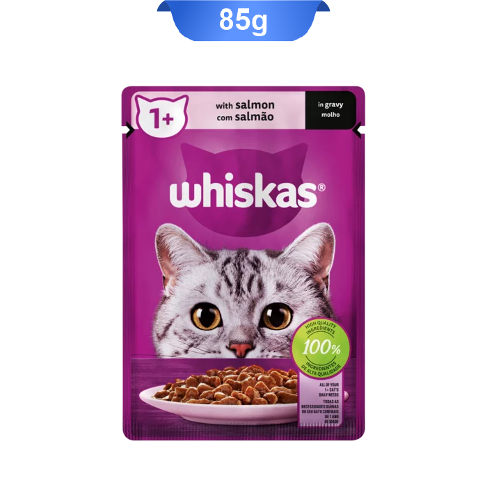 whiskas-salmon-in-gravy-85g پوچ ویسکاس گربه طعم ماهی سالمون در سس وزن 85 گرم Whiskas Salmon in Gravy - Image 1