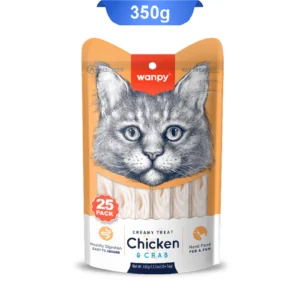 بستنی گربه ونپی مرغ و خرچنگ بسته 25 عددی Wanpy Creamy Treat Chicken & Crab