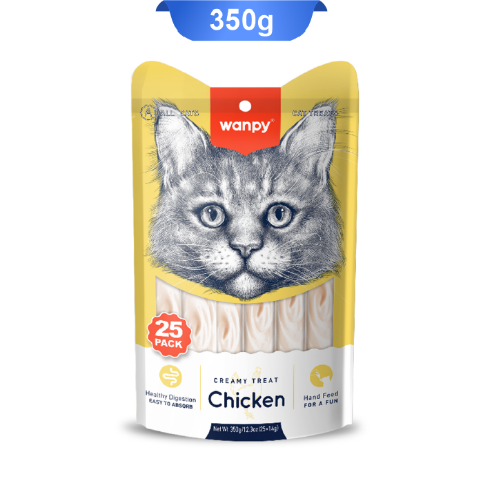 wanpy-creamy-lickable-treats-with-chicken-for-cats-350-pack25 بستنی گربه ونپی طعم مرغ بسته 25 عددی Wanpy Creamy Treat Chicken