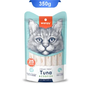 بستنی گربه ونپی طعم تن و کدفیش بسته 25 عددی Wanpy Creamy Treat
