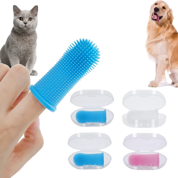 dog-and-cat-finger-toothbrush-1-04 مسواک انگشتی سگ و گربه سیلیکونی - Image 1