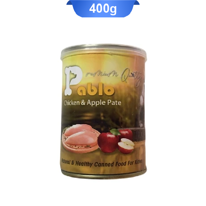 pablo-chicken-apple-pate-400g کنسرو پته گربه بالغ پابلو طعم مرغ و سیب وزن 400 گرم - Image 1
