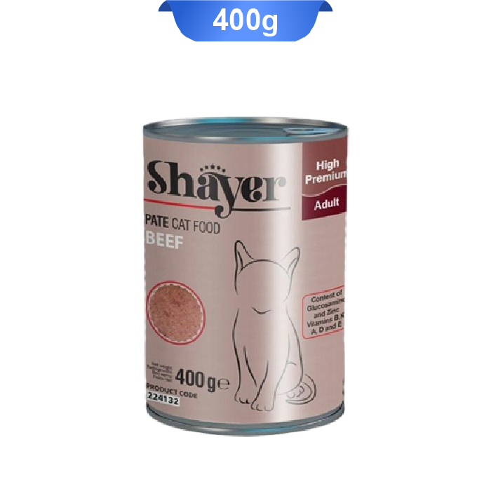 shayer-pate-cat-food-beef-400g کنسرو پته گربه شایر طعم گوشت وزن 400 گرم Shayer - Image 1