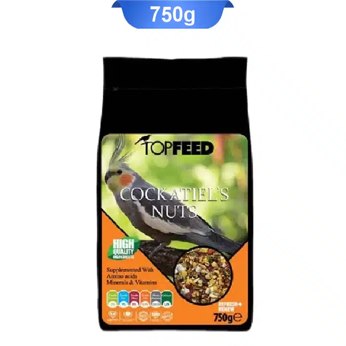 top-feed-cockatils-nuts-750g خوراک آجیلی عروس هلندی تاپ فید وزن 750 گرم TopFeed Cockatiel's Nuts - Image 1