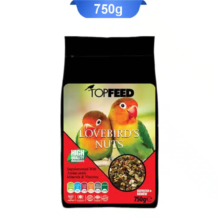 top-feed-lovebirds-nuts-750g خوراک آجیلی طوطی برزیلی تاپ فید مدل TopFeed LoveBirds وزن 750 گرم - Image 1