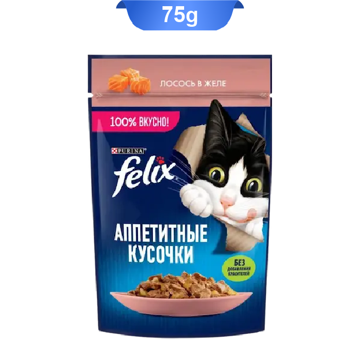 felix-salmon-in-jelly پوچ گربه فلیکس طعم سالمون در ژله وزن 75 گرم کد 103034 Felix Cat Pouch - Image 1
