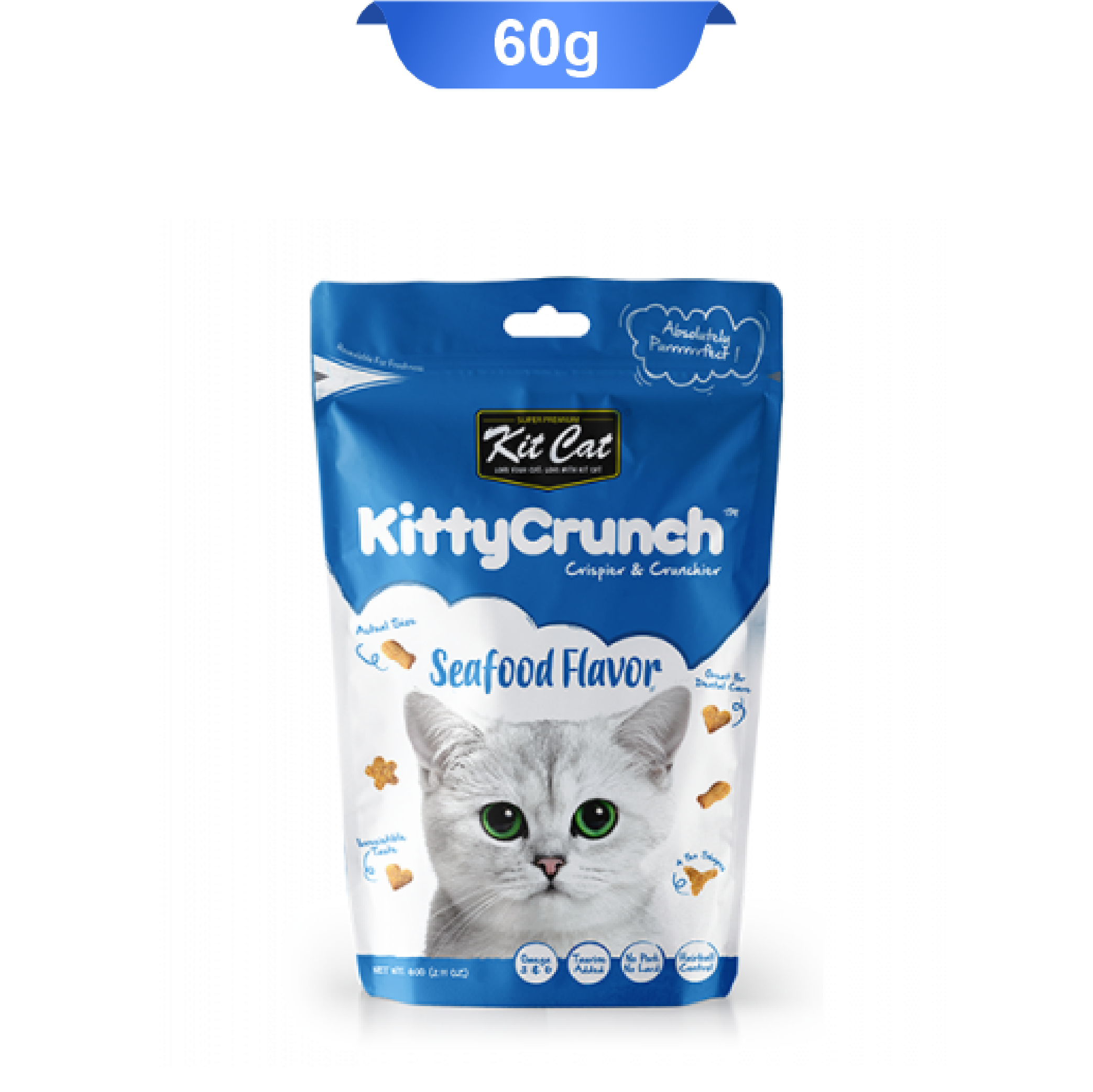 kitcat-kitty-crunch-seafood-flavor-60g تشویقی کرانچی گربه کیت کت کیتی کرانچ طعم دریایی وزن 60 گرم - Image 1