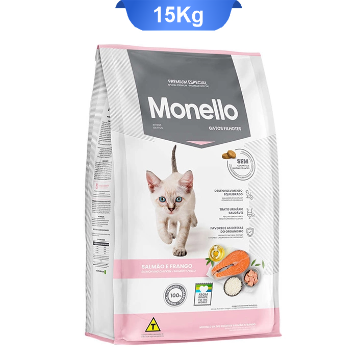 kitten_15k غذای خشک بچه گربه طعم مرغ و ماهی سالمون مدل کیتن مونلو وزن 15 کیلوگرم (Monello Kitten) - Image 1