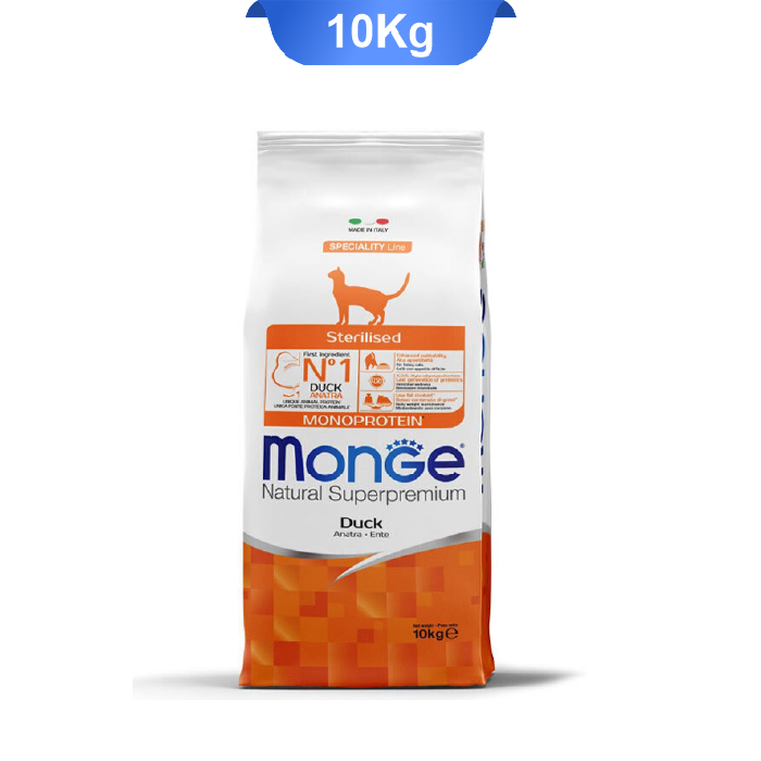 monge-sterilised-monoprotein-10kg غذای خشک گربه عقیم شده مونژه سوپر پرمیوم طعم اردک