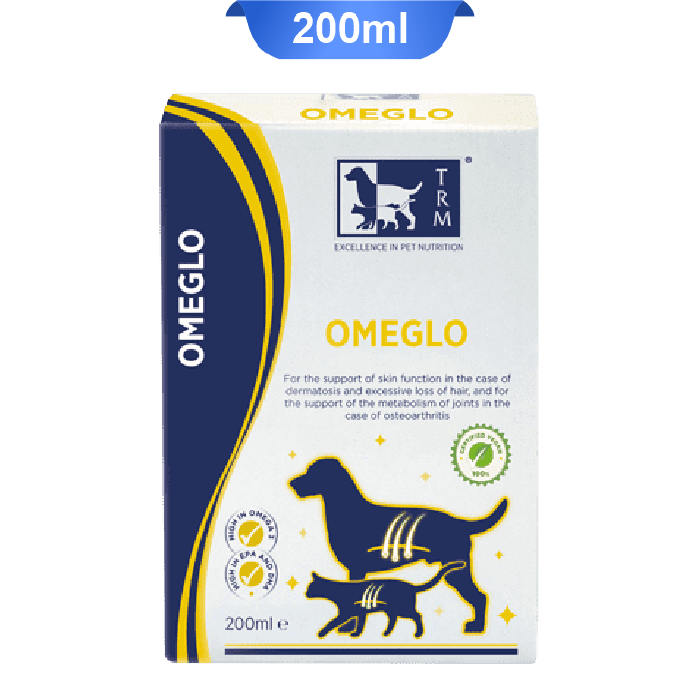 trm-omeglo-200ml شربت مکمل پوست و مو امیگلو تی آر ام سگ و گربه حجم 200 میلی گرم TRM Omeglo