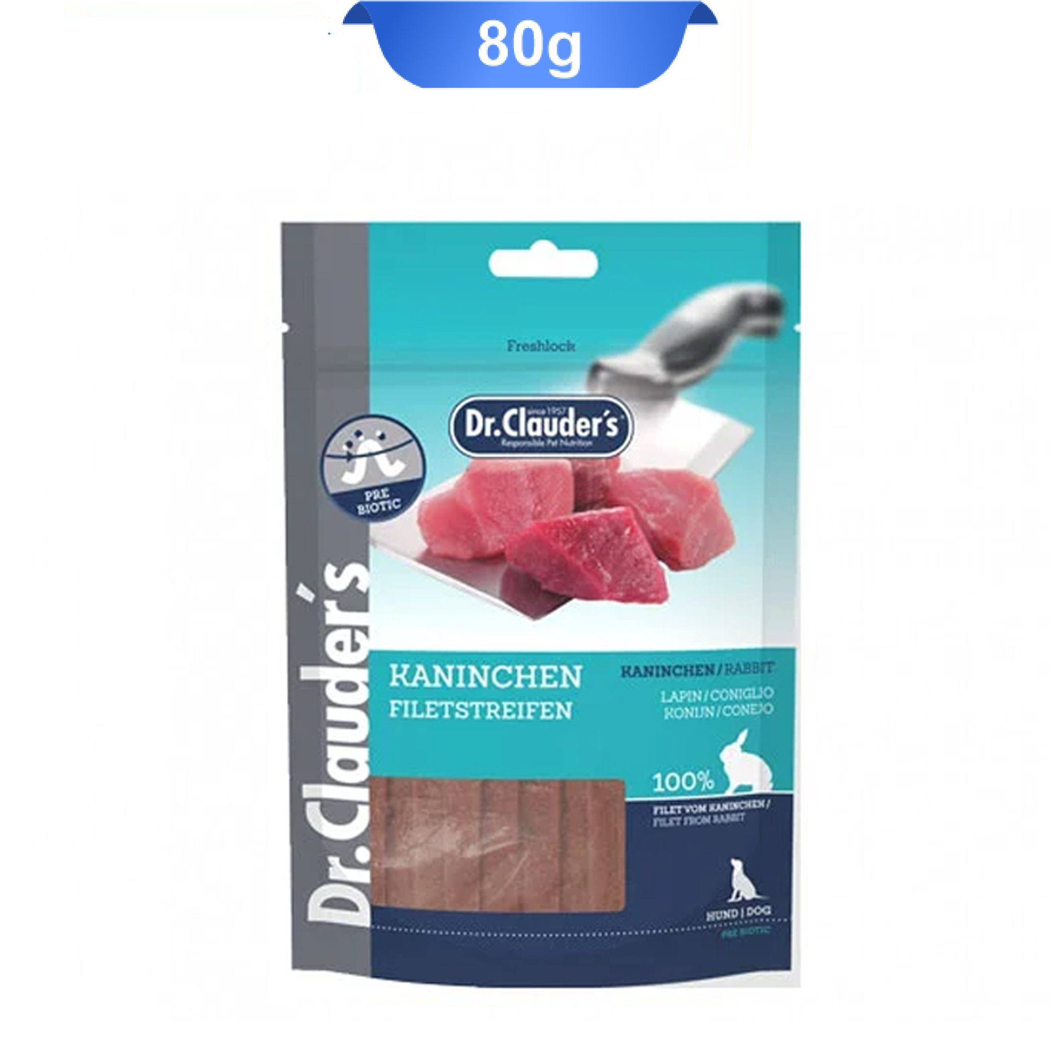 dr-clauder-s-filet-from-rabbit-80g تشویقی سگ دکتر کلادرز مدل نواری طعم گوشت خرگوش وزن 80 گرم Dr.Clauder's Kaninchen Rabbit - Image 1