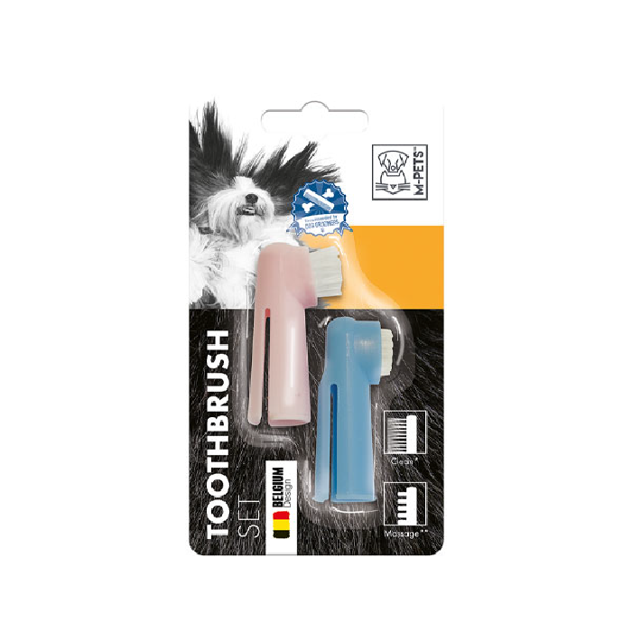m-pet-toothbrush-set-clean-massage ست مسواک انگشتی سگ و گربه دو عددی ام پتس M-PETS - Image 1