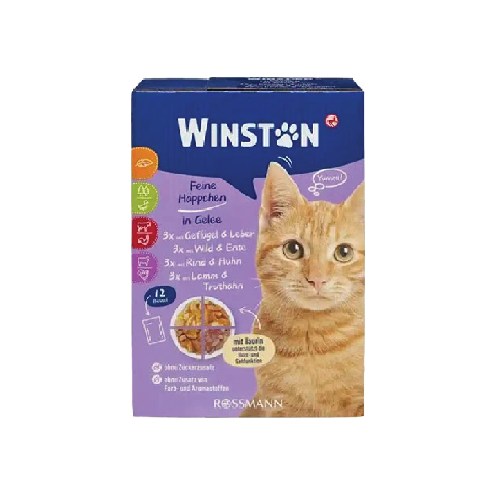pouch-winston-12 پوچ گربه وینستون 4 طعم در سس پک 12 عددی Winston - Image 1