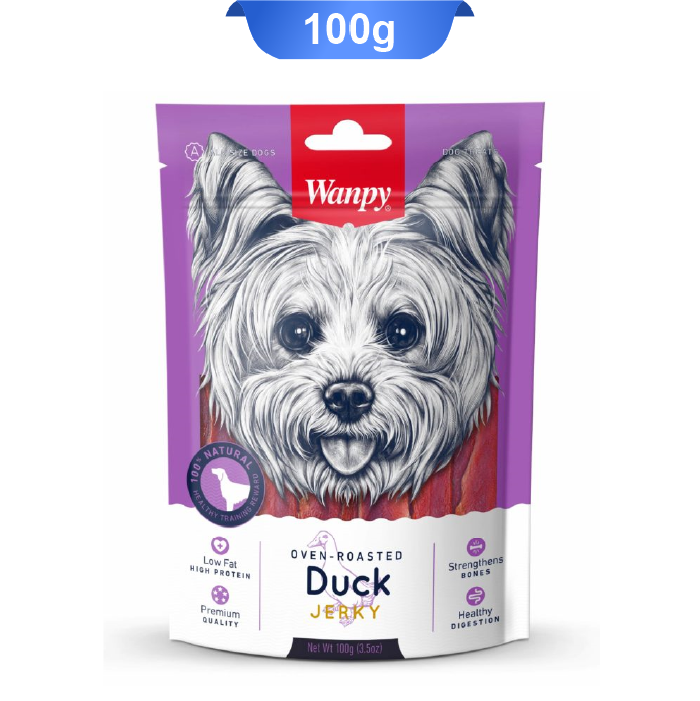 wanpy-dog-duck-jerky-100g تشویقی سگ ونپی مدل جرکی طعم اردک وزن 100 گرم Wanpy Duck Jerky - Image 1