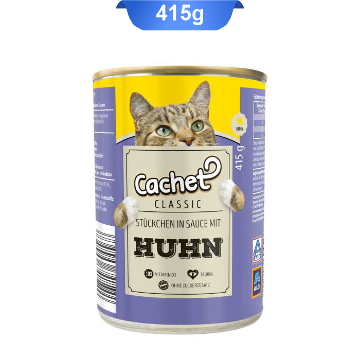 Untitled-1 کنسرو گربه کچت طعم مرغ وزن 415 گرم Cachet Huhn - Image 1