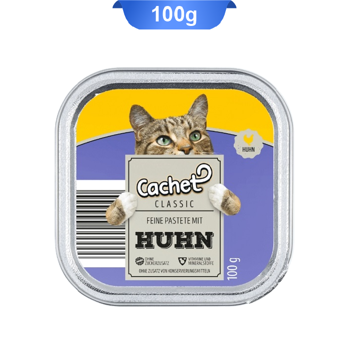 cachet-03 ووم گربه کچت طعم گوشت مرغ وزن 100 گرم Cachet Huhn - Image 1