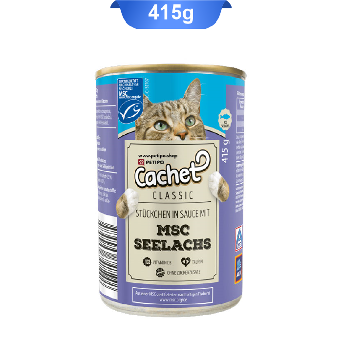 cachet-msc-seelachs-415g کنسرو گربه کچت طعم ماهی سالمون وزن 415 گرم Cachet MSC Seelachs - Image 1