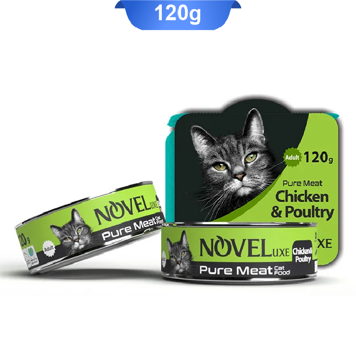 noveluxe-cat-pure-meat-chicken-poultry-120g کنسرو گربه نوول لوکس نچرال مرغ و گوشت پرندگان وزن 120 گرم Noveluxe Chicken & Poultry - Image 1