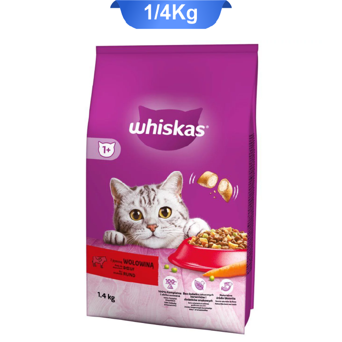 whiskas-beef-cat-1-4kg غذا خشک گربه ویسکاس طعم گوشت گاو وزن 1.4 کیلوگرم Whiskas Adult With Beef - Image 1