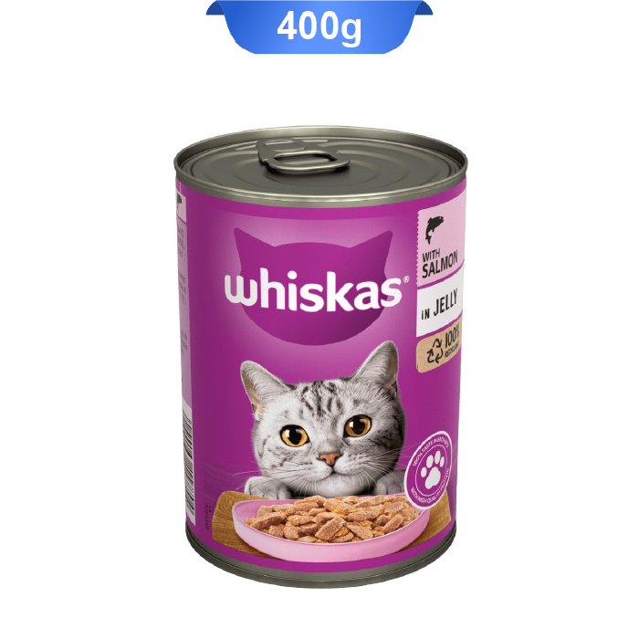 whiskas-salmon-400g کنسرو گربه ویسکاس طعم ماهی سالمون وزن 400 گرم Whiskas Salmon In Jelly - Image 1