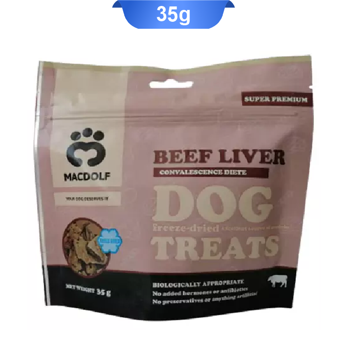 Macdolf-Adult-Dog-Freez-dried-Treat-With-beef-liver-35gr تشویقی سگ مک دولف طعم جگر گاو وزن 35 گرم Macdolf dog treats with Beef Liver - Image 1