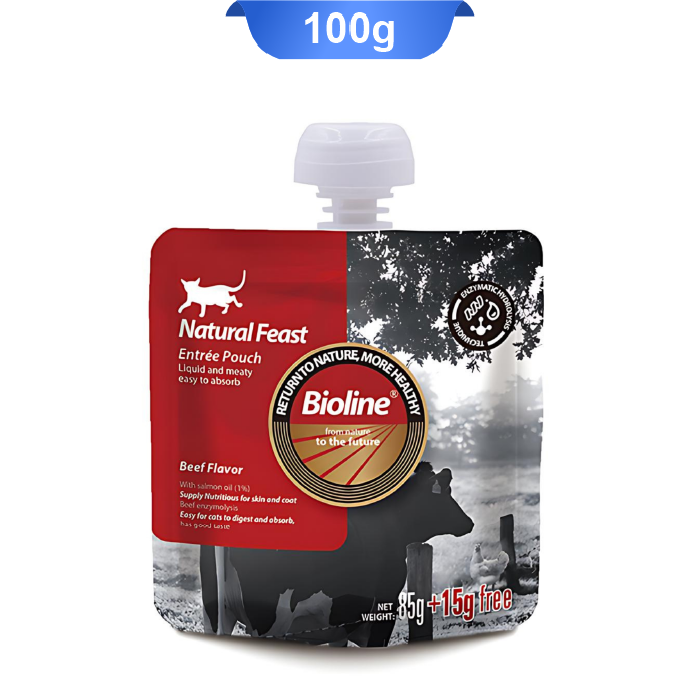 bioline-04 پوچ گربه بایولاین طعم گوشت وزن 100 گرم Bioline Beef Flavor - Image 1