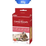 تشویقی بیسکوییتی گربه حاوی کت نیپ برند بایولاین طعم ماهی سالمون وزن 80 گرم Bioline Catnip Biscuits