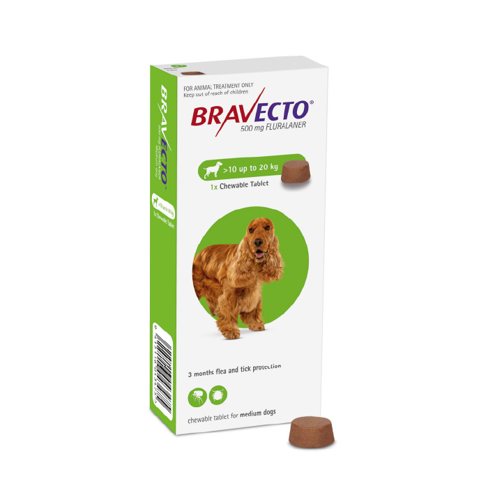 bravecto-02 قرص ضد کک و کنه براوکتو مناسب سگهای نژاد متوسط 10 تا 20 کیلوگرم Bravecto Flea And Tick Dogs - Image 1