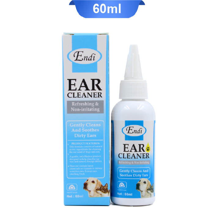 endi-ear-cleaner-60ml-01 قطره پاک کننده گوش سگ و گربه اندی حجم 60 میلی لیتر Endi Ear Cleaner - Image 1