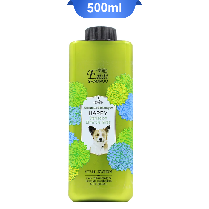 endi-shampoo-happy-sterilization-eliminate-mites شامپو سگ ضد کک و کنه اندی عصاره دارچین وزن 500 میلی لیتر End Sterilization Eliminate Mites Shampoo - Image 1