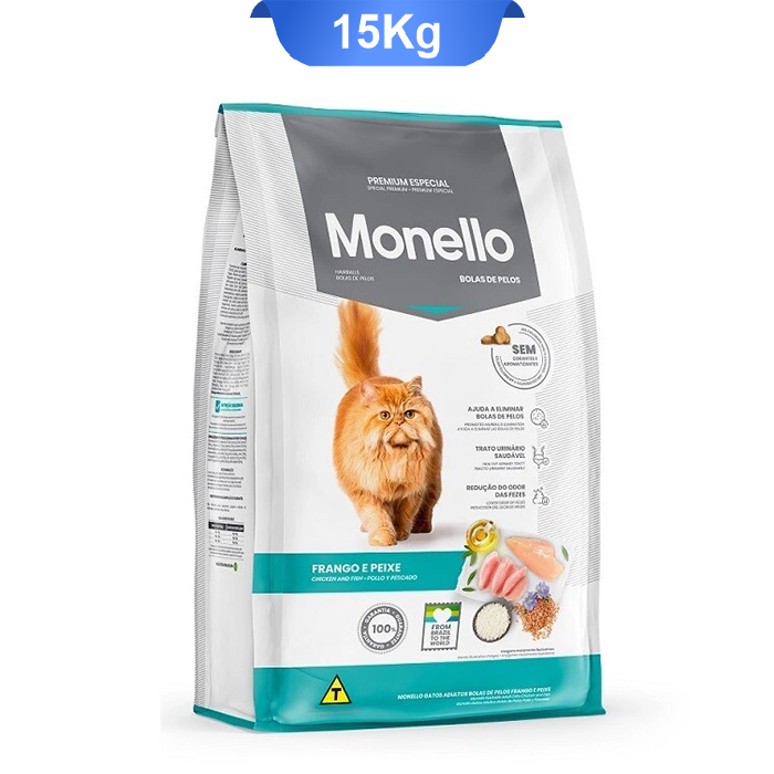 hairball_15 غذای خشک گربه بالغ هیربال طعم مرغ و ماهی مونلو وزن 15 کیلوگرم (Hairball monello) - Image 1