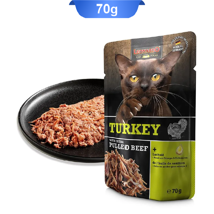 leonardo-pouch-beef-turkey-70g-01 پوچ گربه لئوناردو طعم بوقلمون و گوشت وزن 70 گرم Leonardo Turkey & Pulled Beef - Image 1