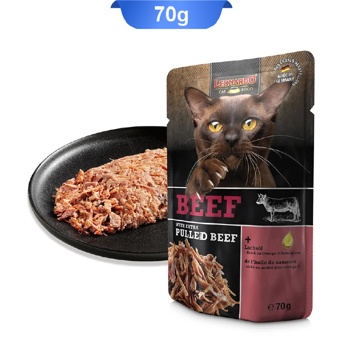 leonardo-pouch-beef-turkey-70g-02 پوچ گربه لئوناردو طعم گوشت وزن 70 گرم Leonardo Beef & Pulled Beef - Image 1