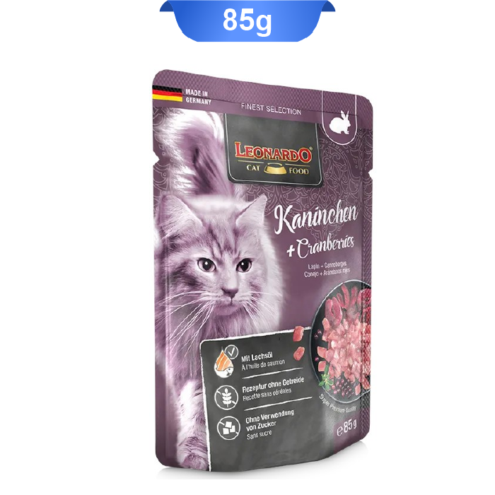 leonardo-pouch-kaninchen-cranberies-85g پوچ گربه لئوناردو طعم خرگوش و کرنبری وزن 85 گرم Leonardo Rabbit & Cranberries - Image 1