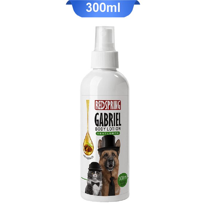 redspring-gabriel-body-lotion-gentelmen-300ml لوسیون بدن رد اسپرینگ گابریل مناسب سگ و گربه های جنتلمن حاوی روغن جوجوبا Red Spring - Image 1