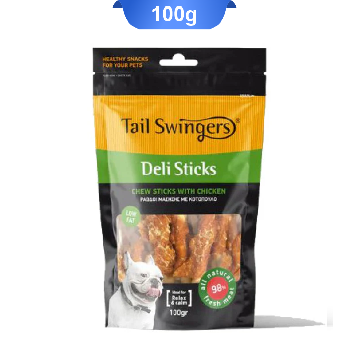 tain-swingers-chew-sticks-with-chicken-100gr تشویقی سگ تیل سوینگرز دورپیچ مرغ وزن 100 گرم Tail Swingers - Image 1