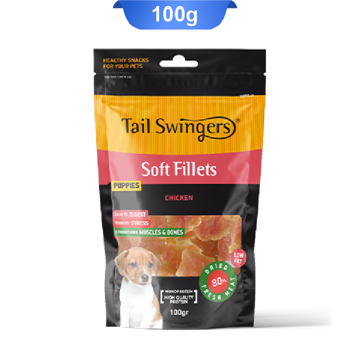 tain-swingers-soft-fillet-puppies-chicken-100gr تشویقی توله سگ تیل سوینگرز فیله مرغ پاپی وزن 100 گرم Tail Swingers Soft Fillet - Image 1