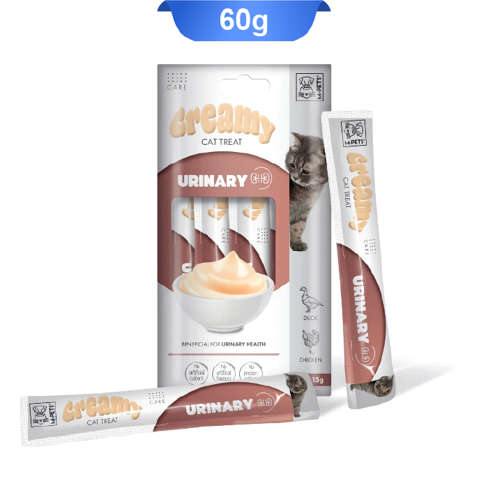 creamy-cat-treat-urinary بستنی گربه ام پت مدل یورینری طعم اردک و مرغ بسته 4 عددی M-Pets Creamy Treat Urinary - Image 1