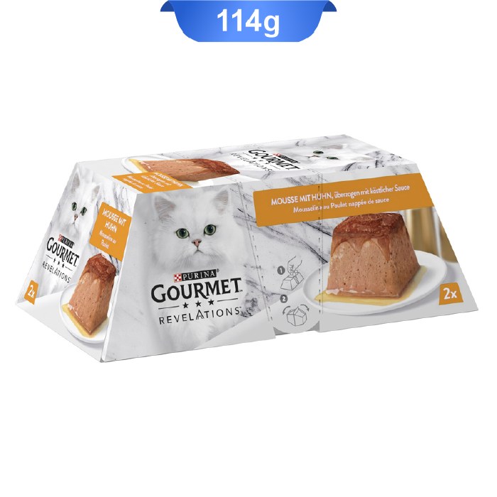 gourmet-revelations-01 دسر پته گربه گورمت مدل رولیشنز طعم مرغ وزن 2*57 گرم Gourmet Revelations - Image 1